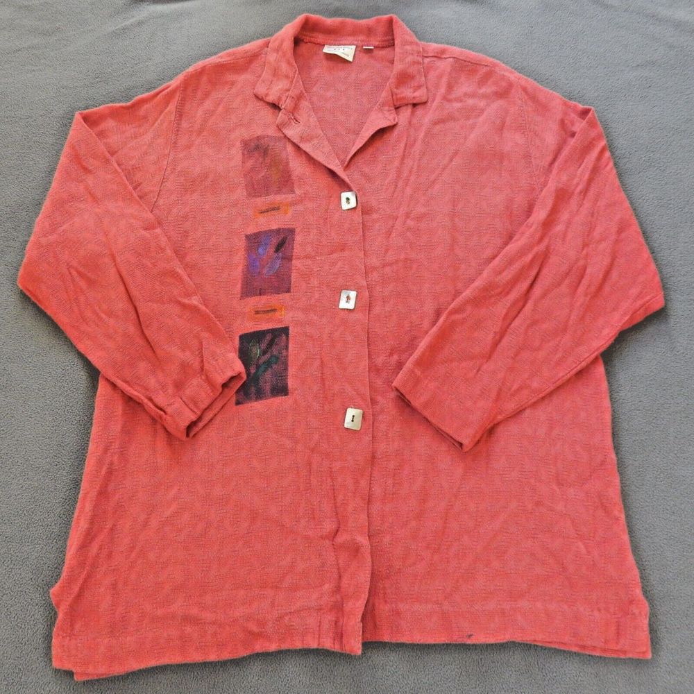 Handmade Womens Shirt Medium Pink Vermont VT USA Leaf Spring Artsy Flowy Top